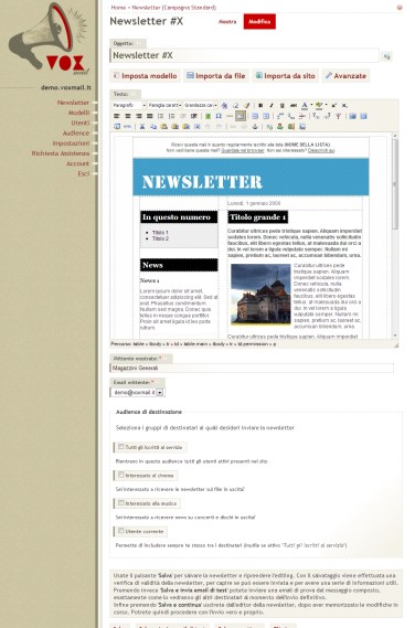 Scrivi i contenuti