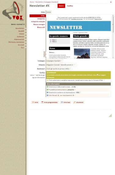 Verifica e invio newsletter