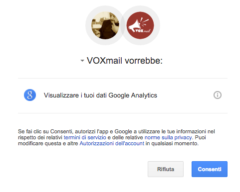 Autorizzazione Google Analytics