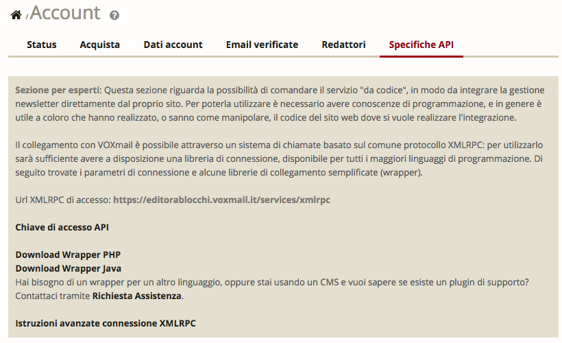 specifiche api