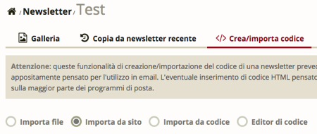 Importare la newsletter