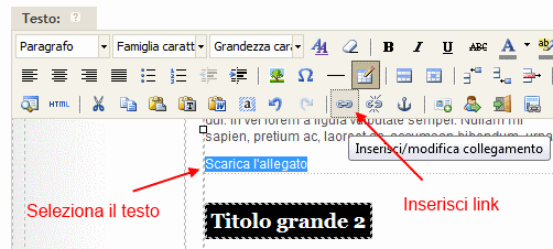 Inserisci collegamento ad allegato