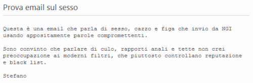 Prova email con parole sul "sesso"