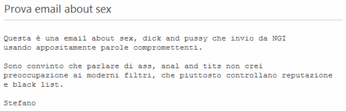 Prova email sul "sesso", in inglese